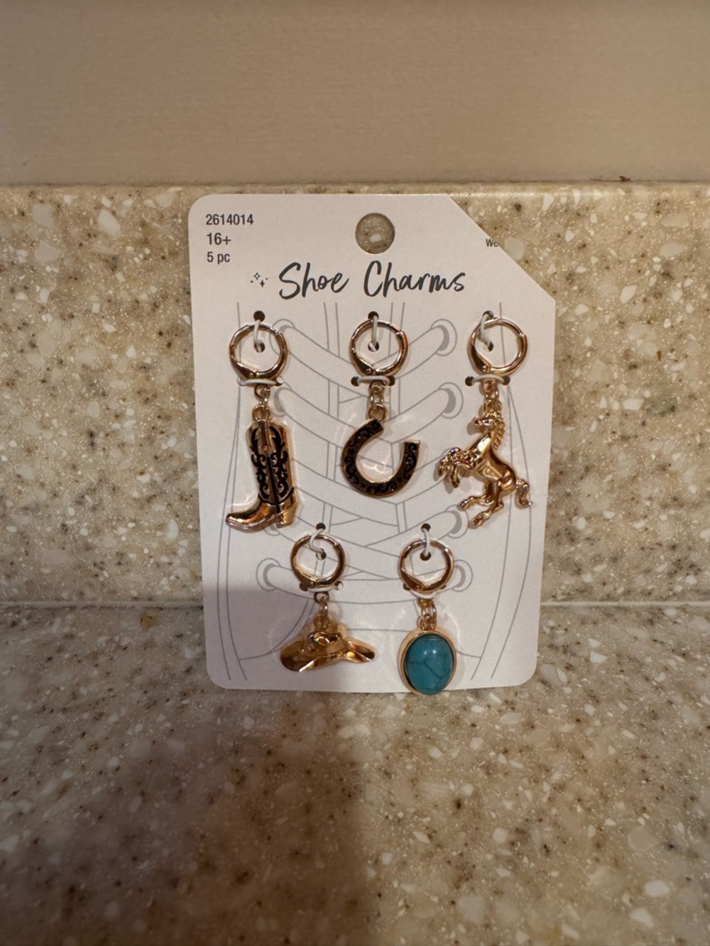 5 piece Western-Inspired Gold Tone Shoe Charms